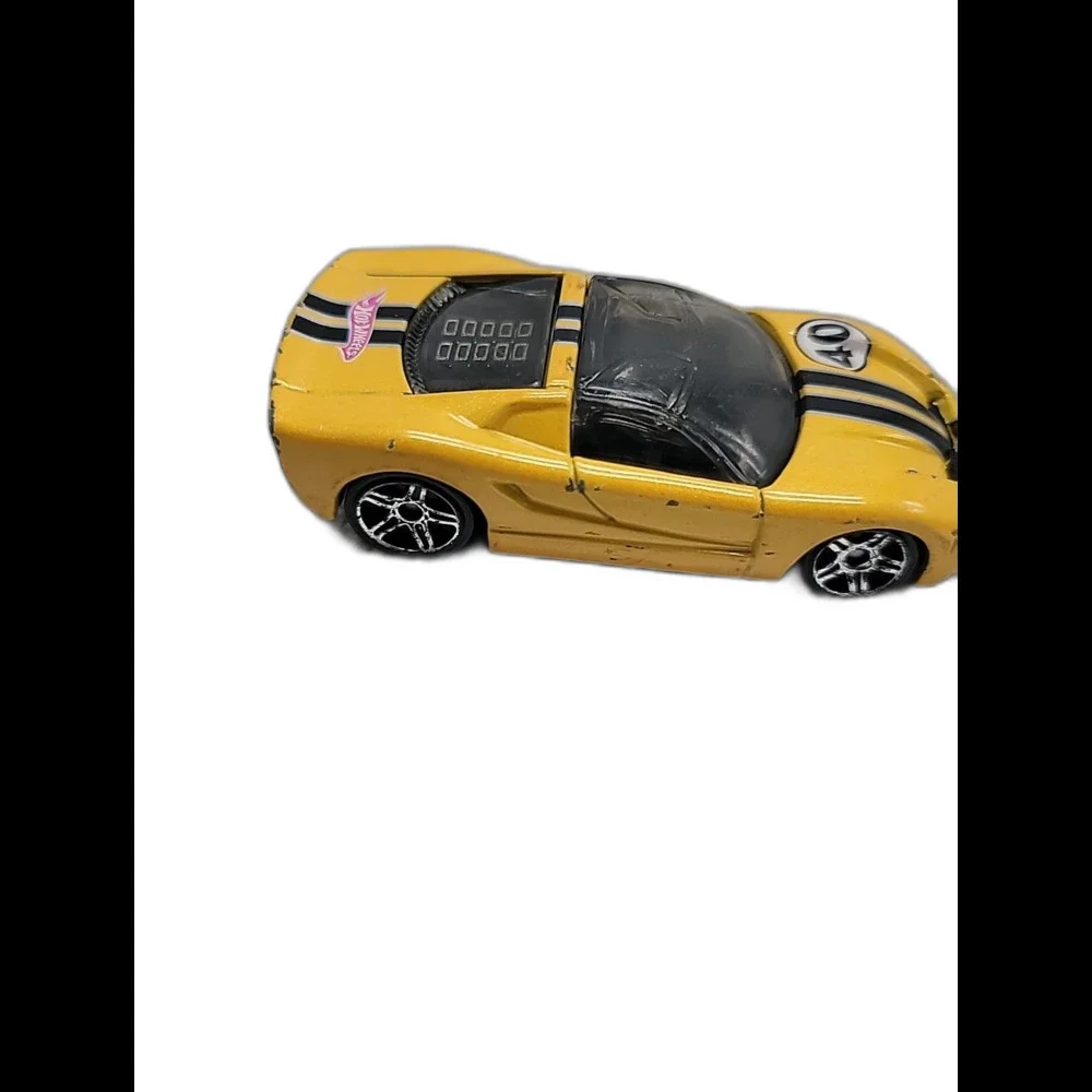 Hot Wheels 40 Somethin' Toy Car Diecast 2001 Yellow Black Stripes Tinted 1:64
